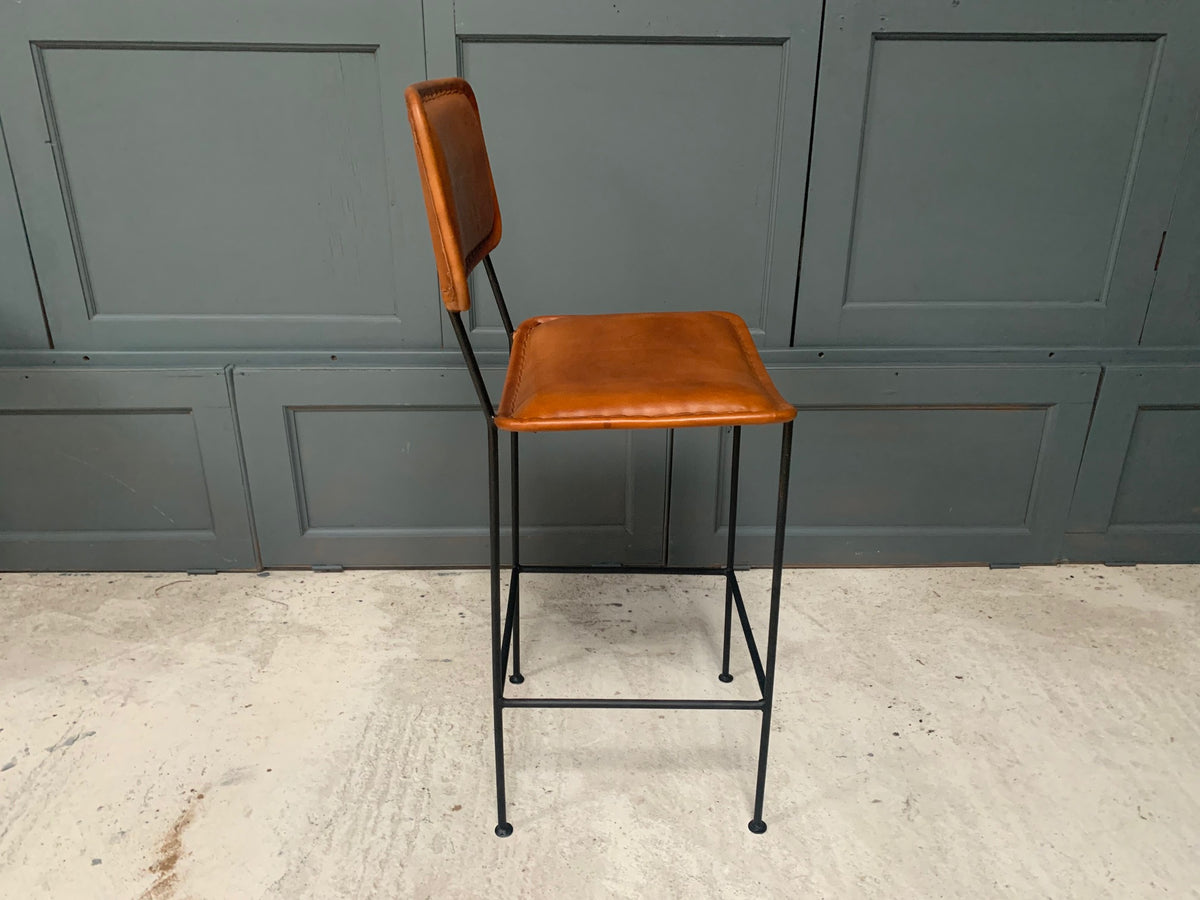 Wrought iron and leather store bar stools