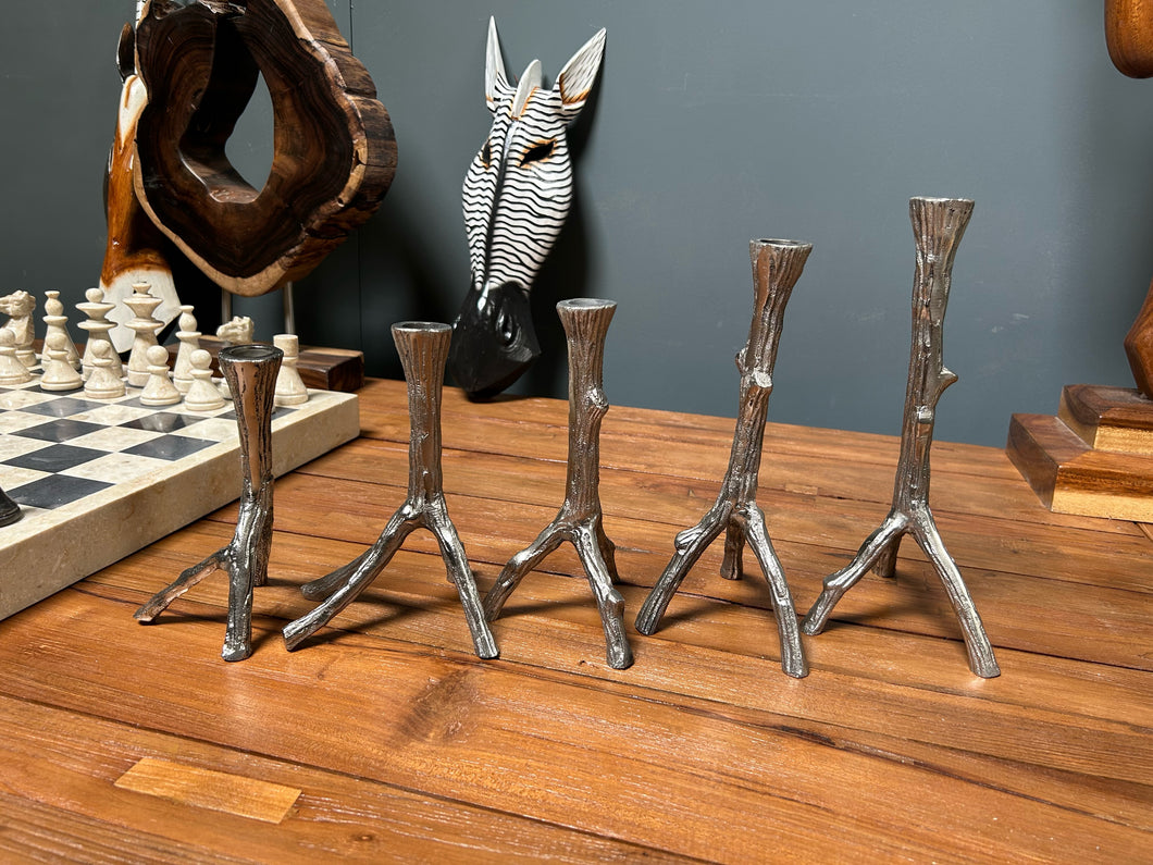 5 Pc Nickel Candle Stick Set