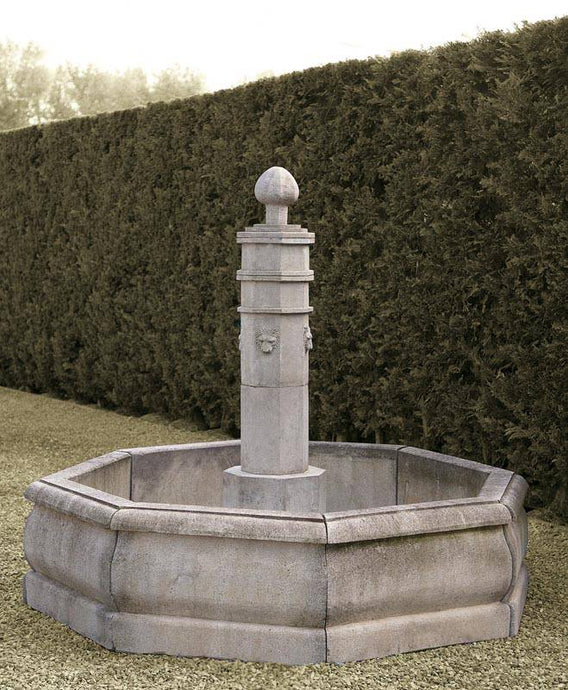 Cast Stone Provincial Style Fountain with Octagonal Centre Column
