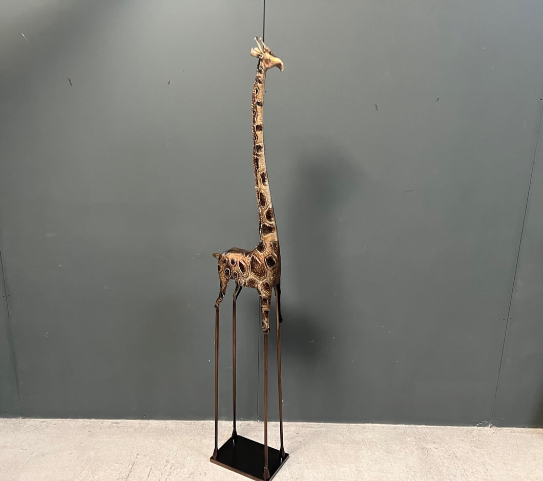 Huge 6ft Decorative Metal Giraffe Statue on Stand