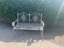 Load image into Gallery viewer, Antique Grey Ornate Garden Bench