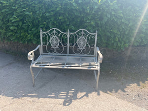 Antique Grey Ornate Garden Bench