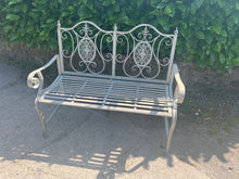 Load image into Gallery viewer, Antique Grey Ornate Garden Bench