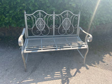 Load image into Gallery viewer, Antique Grey Ornate Garden Bench