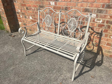 Load image into Gallery viewer, Antique Grey Ornate Garden Bench