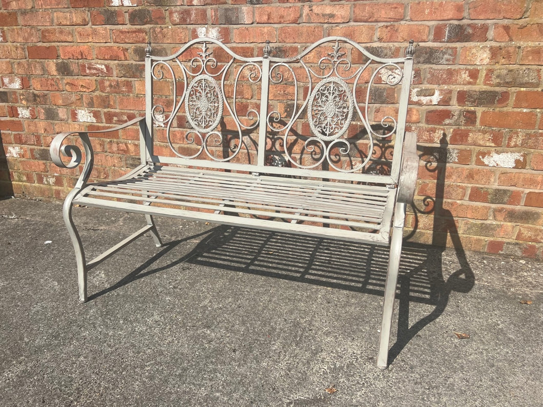 Antique Grey Ornate Garden Bench