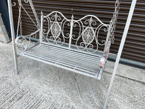 Ornate Garden Swing in Antique Grey