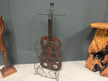 Load image into Gallery viewer, Vintage Wooden Cello Wine Rack with Metal Glass Holder