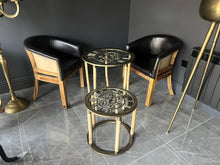 Load image into Gallery viewer, Pair of Brass Industrial Style Clockwork Nesting Side Tables