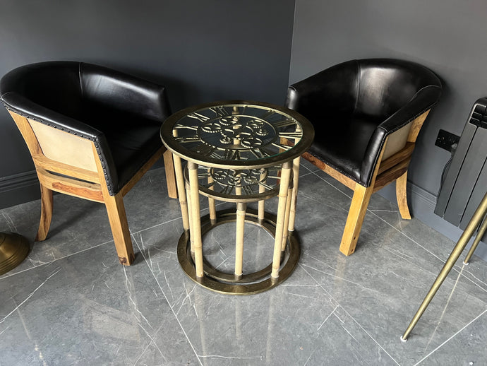 Pair of Brass Industrial Style Clockwork Nesting Side Tables