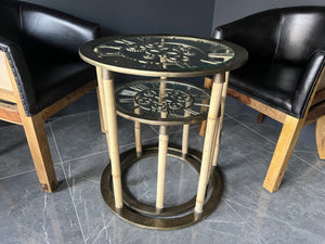 Pair of Brass Industrial Style Clockwork Nesting Side Tables