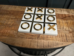 Quality White and Gold Noughts & Crosses Game Set