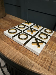 Quality White and Gold Noughts & Crosses Game Set