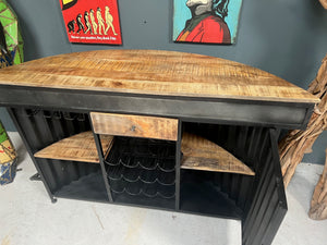 Large Industrial Fully Fitted Bow Front Home Bar Counter