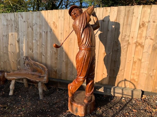 High Quality Hand Carved Wooden Golfer