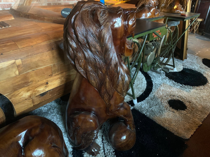 Brand New Highly Carved Wooden Lion