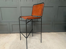 Load image into Gallery viewer, Single Designer Framed Industrial Style High Back Bar Stool in Tan